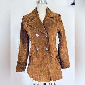 Zara Basic - Rich Warm Camel Suede Peacoat - Size XS